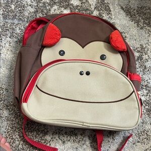 Skip Hop Brown Red Tan Monkey Kids Backpack